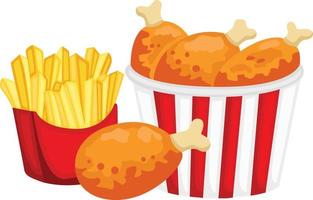 Fast food fried chicken and fries vector