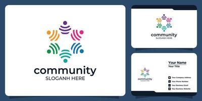 Set of Creative colorful social group logos and business cards vector