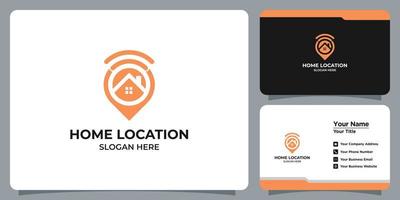 Minimalist home and location logo set with business card branding vector