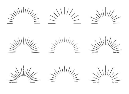 Set of sun rays starburst background. Sunburst icons set for summer element.