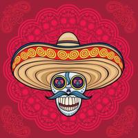 bandana with mexican sugar skull and paisley, vintage design t shirts vector