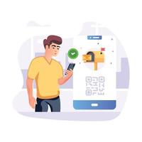 A customizable flat illustration of QR verification vector