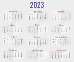 Yearly Calendar 2023 Template vector