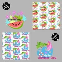 Hello summer day seamless vector pattern set