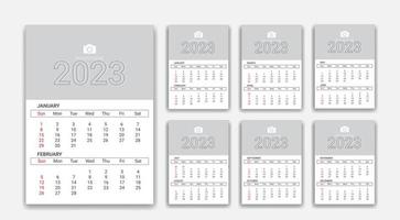 Wall Calendar template for the year 2023 A set of pages for 12 months vector