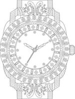 Watch coloring pages for adult vector