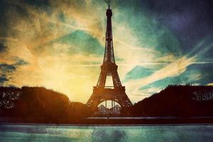 Eiffel Tower in Paris, Fance in retro style. photo