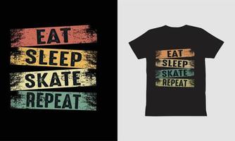 comer dormir patinar repetir el diseño de la camiseta. diseño de camiseta de skate. vector