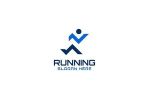 ilustración de plantilla de vector de diseño de logotipo de icono de atleta de corredor plano