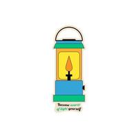 Kerosene lamp sticker in 2000s style, y2k, with an inspirational phrase on a a white background vector