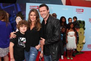 LOS ANGELES, SEP 21 - David O Mara, Paige Turco, Jason O Mara at the Cloudy With A Chance of Meatballs 2 Los Angeles Premiere at Village Theater on September 21, 2013 in Westwood, CA photo