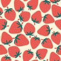 Vector seamless pattern with strawberry. Fresh berry background for textile, wrapping paper design. Strawberry Seamless pattern with berries on a  cream color background. Design for textiles.