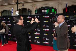 LOS ANGELES, MAR 11 - Ricky Gervais, Mario Anzuoni at the Muppets Most Wanted, Los Angeles Premiere at the El Capitan Theater on March 11, 2014 in Los Angeles, CA photo