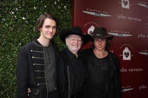 LOS ANGELES, APR 13 - WIllie Nelson, with sons Micah and Lukas Nelson at the John Varvatos 11th Annual Stuart House Benefit at John Varvatos Boutique on April 13, 2014 in West Hollywood, CA photo