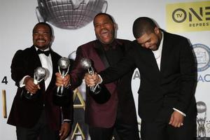 LOS ANGELES, FEB 5 - F Gary Gray, Anthony Anderson, O Shea Jackson Jr at the 47TH NAACP Image Awards Press Room at the Pasadena Civic Auditorium on February 5, 2016 in Pasadena, CA photo