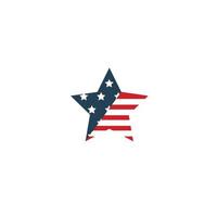 logotipo de vector de bandera americana de forma redonda aislada.