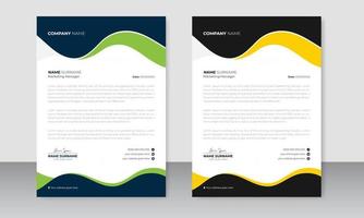 Corporate modern letterhead design template and two-color scheme. creative modern letterhead design template for your project. vector