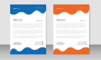 Corporate modern letterhead design template and two-color scheme. creative modern letterhead design template for your project. vector