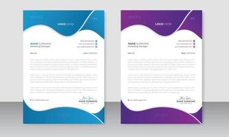 Professional Business Letterhead Design Template With Two Color Scheme A4 Size vector