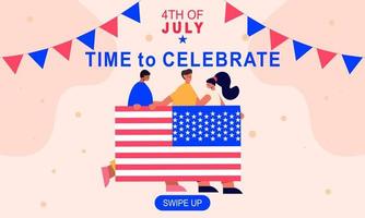Flat design 4th of july banner template vector