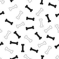 Dog Bone black color and silhouette of bones isolated on white background. Seamless pattern vector puppy wallpaper