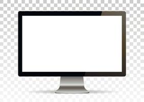 monitor de computadora vacío realista vectorial, pantalla de pc aislada. Bosquejo vector