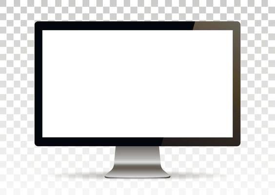 vector realistic empty computer monitor, pc display isolated. Mock up