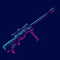 Sniper gun logo. Vintage war riffle gun art. Colorful design with dark background. Abstract vector illustration. Isolated black background for t-shirt, poster, clothing.