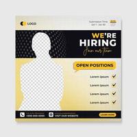 We are hiring job vacancy promotional social media post or square web banner template vector