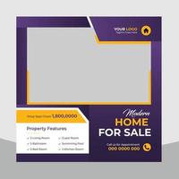 Trendy real estate house sale and home rent advertising geometric modern square Social media post banner layouts set for digital marketing agency. Business elegant Promotion template design. vector