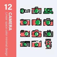 icono de cámara o grabadora de video en estilo minimalista vector