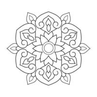 diseño de mandala floral con arte lineal en blanco y negro de estilo étnico vector