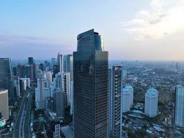 Jakarta-Indonesia - May 3 2022 - Beautiful aerial view, Office building on Sudirman street. photo