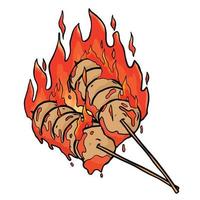 Grilled Meetball hot with sauce illsutration logo vector