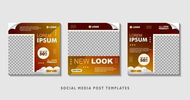 Set of editable square banner templates with photo collage. Suitable for Social Media Post and Online Advertising, Event, and etc. Vector Illustration.