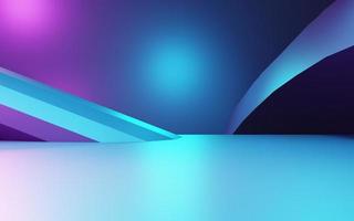 3d rendering of purple and blue abstract geometric background. Scene for advertising, technology, showcase, banner, cosmetic, fashion, business. Sci-Fi Illustration. Product display photo