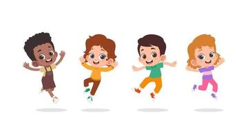 Group of happy children jumping vector