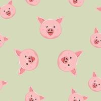 Cute pig animal cartoon seamless pattern vector