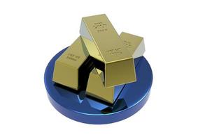 3d rendering Gold Bars with podium photo