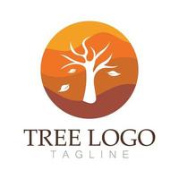 árbol logo icono vector ilustración design.vector silueta de un árbol plantillas de árbol logo y raíces árbol de la vida diseño ilustración