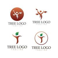 árbol logo icono vector ilustración design.vector silueta de un árbol plantillas de árbol logo y raíces árbol de la vida diseño ilustración