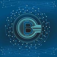 Bitcoin vector design around with gold circle circuit board for Cryptocurrency for Future business world of economy