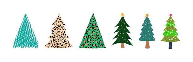 colección de árboles de adornos navideños vector