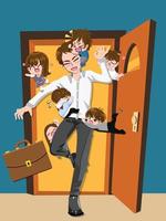 Happy Fathers Day. Dad came home from work vector Illustration