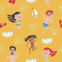 Summer seamless patterns. Vector illustration.