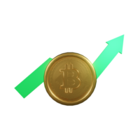 bitcoin cryptocurrency 3D-rendering uptrend witte achtergrond png