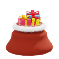 3d gift sack illustration with christmas theme png