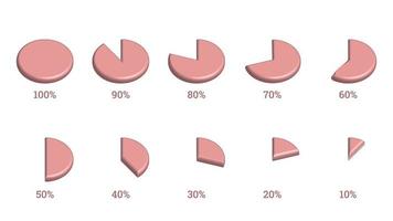 percentage infographics elements set in shape of 3d pie chart vector