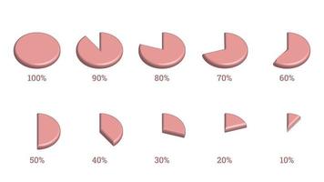 elementos infográficos porcentuales establecidos en forma de gráfico circular 3d vector