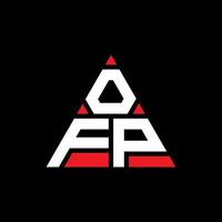 OFP triangle letter logo design with triangle shape. OFP triangle logo design monogram. OFP triangle vector logo template with red color. OFP triangular logo Simple, Elegant, and Luxurious Logo.